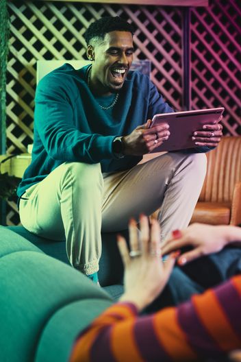 People smiling in a business setting